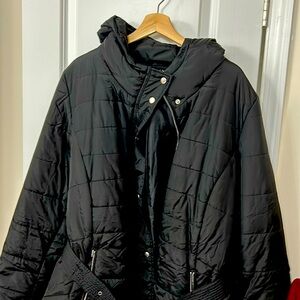 City Chic Hooded Puffer coat  Black 18, cats and dog in home
